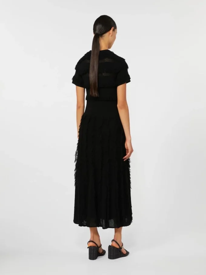 Vestido em fio de viscose estampado, preto Vestido em fio de viscose estampado, preto