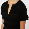 Vestido em fio de viscose estampado, preto Vestido em fio de viscose estampado, preto