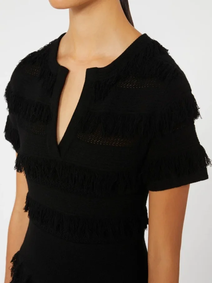 Vestido em fio de viscose estampado, preto Vestido em fio de viscose estampado, preto
