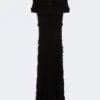 Vestido em fio de viscose estampado, preto Vestido em fio de viscose estampado, preto