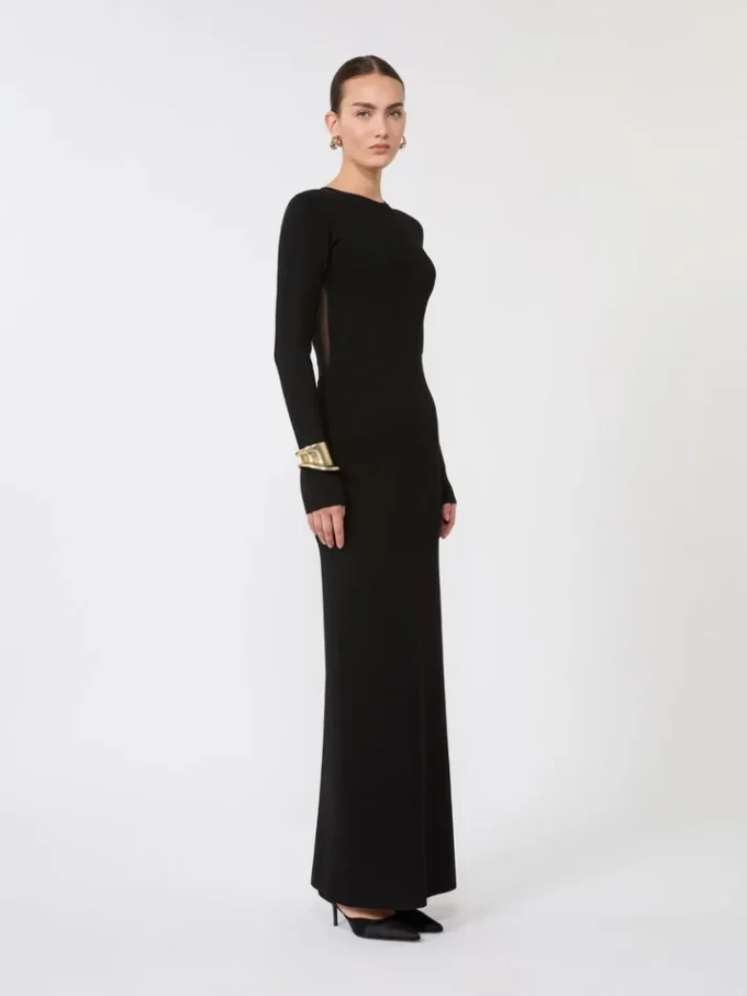 Vestido em fio de viscose, preto Vestido em fio de viscose, preto