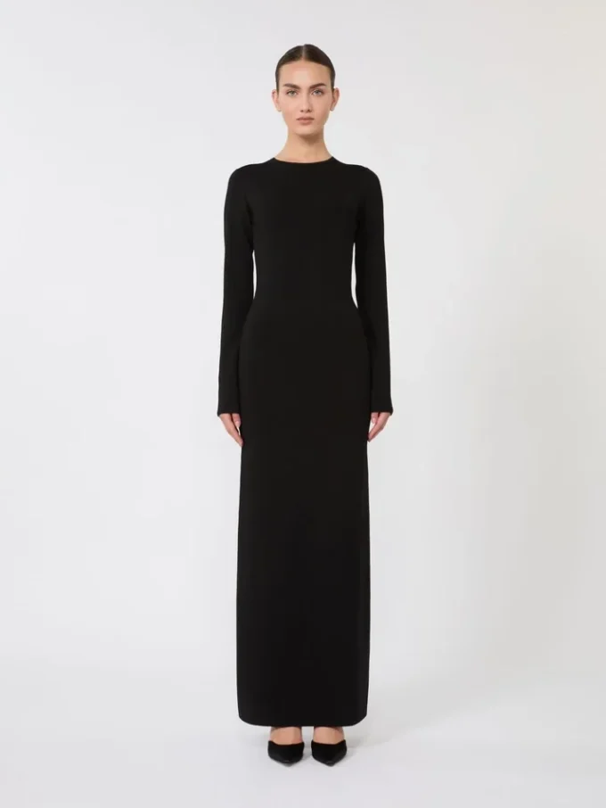 Vestido em fio de viscose, preto Vestido em fio de viscose, preto