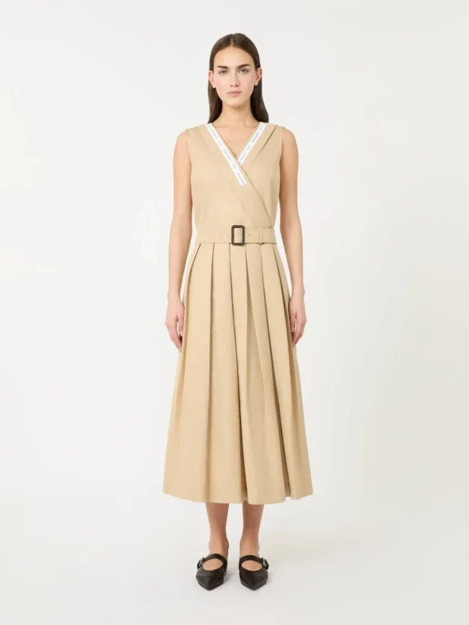 Vestido em gabardine repelente à água, bege Vestido em gabardine repelente à água, bege