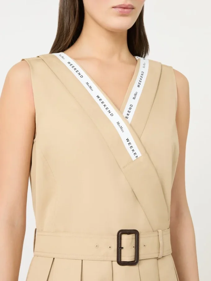 Vestido em gabardine repelente à água, bege Vestido em gabardine repelente à água, bege