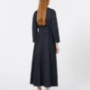 Vestido em ganga de algodão com cinto, azul ultramar Vestido em ganga de algodão com cinto, azul ultramar