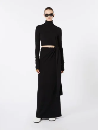 Vestido em jersey com nó, preto