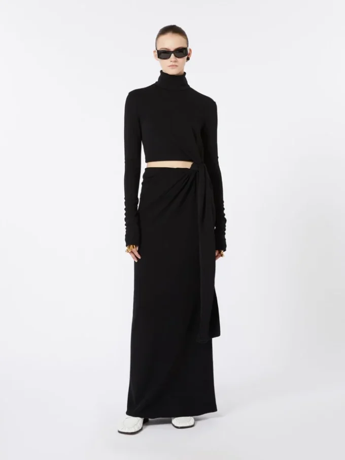 Vestido em jersey com nó, preto