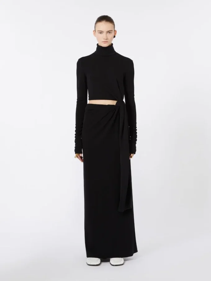 Vestido em jersey com nó, preto