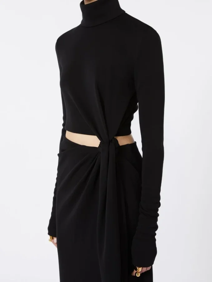 Vestido em jersey com nó, preto