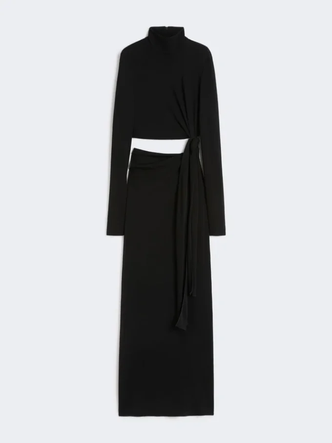 Vestido em jersey com nó, preto