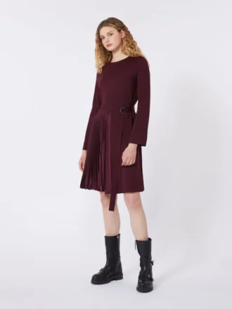 Vestido em jersey Milano-knit, cor bordô