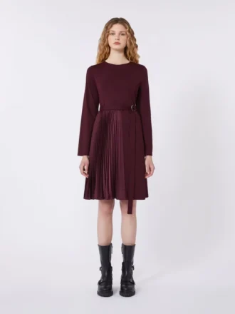 Vestido em jersey Milano-knit, cor bordô