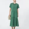 Vestido em lona de algodão técnica, verde Vestido em lona de algodão técnica, verde