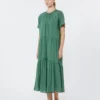 Vestido em lona de algodão técnica, verde Vestido em lona de algodão técnica, verde