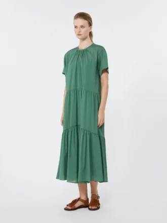 Vestido em lona de algodão técnica, verde