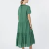 Vestido em lona de algodão técnica, verde Vestido em lona de algodão técnica, verde