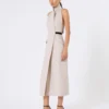 Vestido em lona de lã e algodão, bege Vestido em lona de lã e algodão, bege