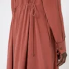 Vestido em lona de seda lavada, terracota Vestido em lona de seda lavada, terracota
