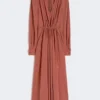 Vestido em lona de seda lavada, terracota Vestido em lona de seda lavada, terracota