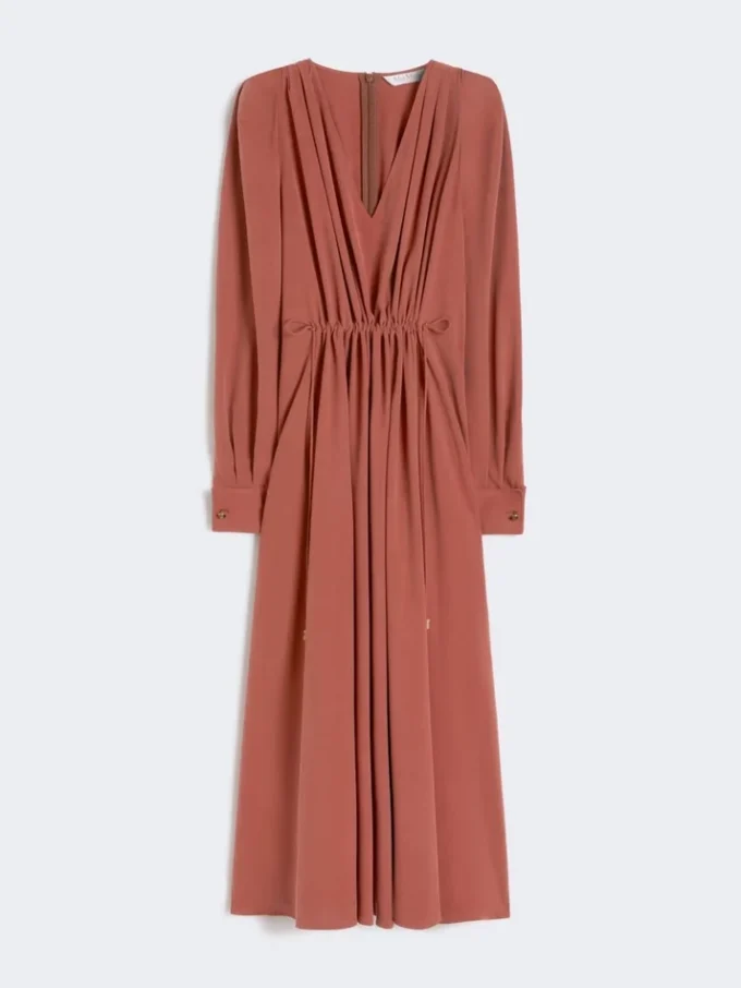 Vestido em lona de seda lavada, terracota Vestido em lona de seda lavada, terracota