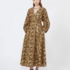 Vestido em popeline de algodão estampado, natural Vestido em popeline de algodão estampado, natural