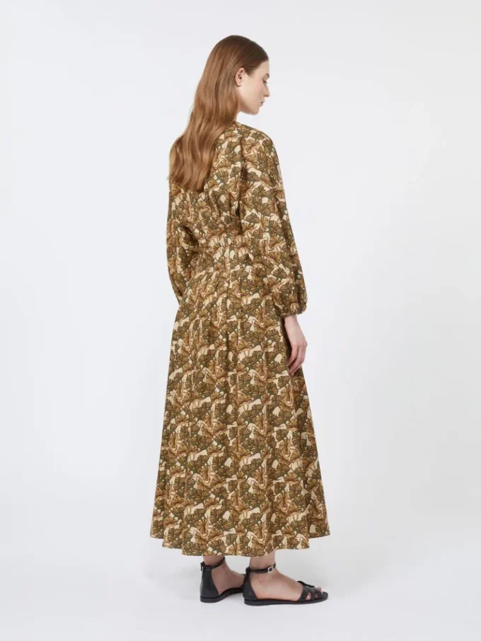Vestido em popeline de algodão estampado, natural Vestido em popeline de algodão estampado, natural