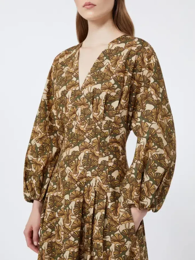 Vestido em popeline de algodão estampado, natural Vestido em popeline de algodão estampado, natural