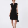Vestido estilo princesa em cady, preto Vestido estilo princesa em cady, preto