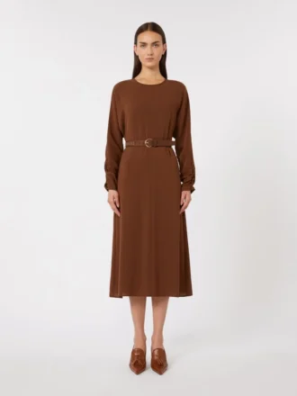 Vestido evasê em cady, cor chocolate Vestido evasê em cady, cor chocolate