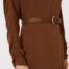 Vestido evasê em cady, cor chocolate