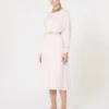 Vestido evasê em cady, rosa
