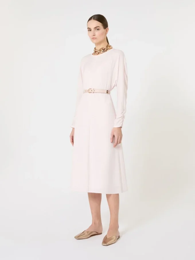 Vestido evasê em cady, rosa