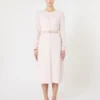 Vestido evasê em cady, rosa