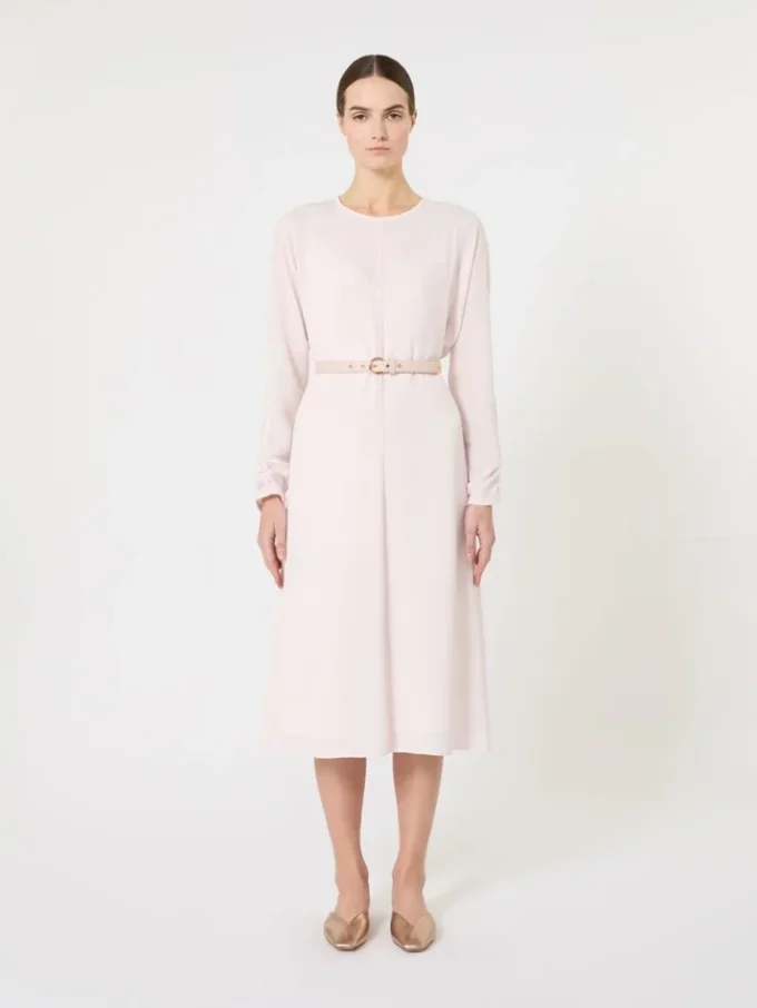 Vestido evasê em cady, rosa