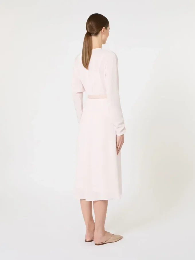 Vestido evasê em cady, rosa