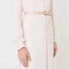 Vestido evasê em cady, rosa