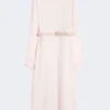 Vestido evasê em cady, rosa