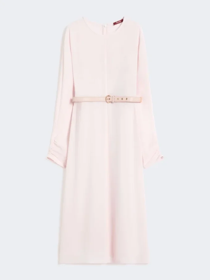 Vestido evasê em cady, rosa