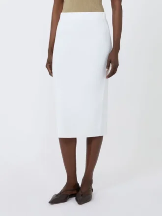 Vestido justo em fio de viscose elástico, branco óptico