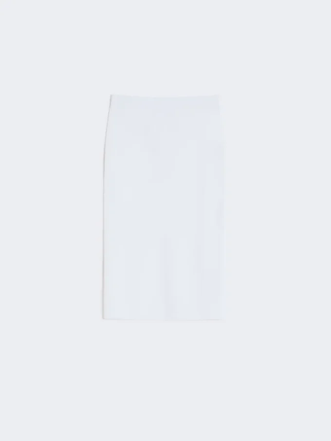 Vestido justo em fio de viscose elástico, branco óptico Vestido justo em fio de viscose elástico, branco óptico