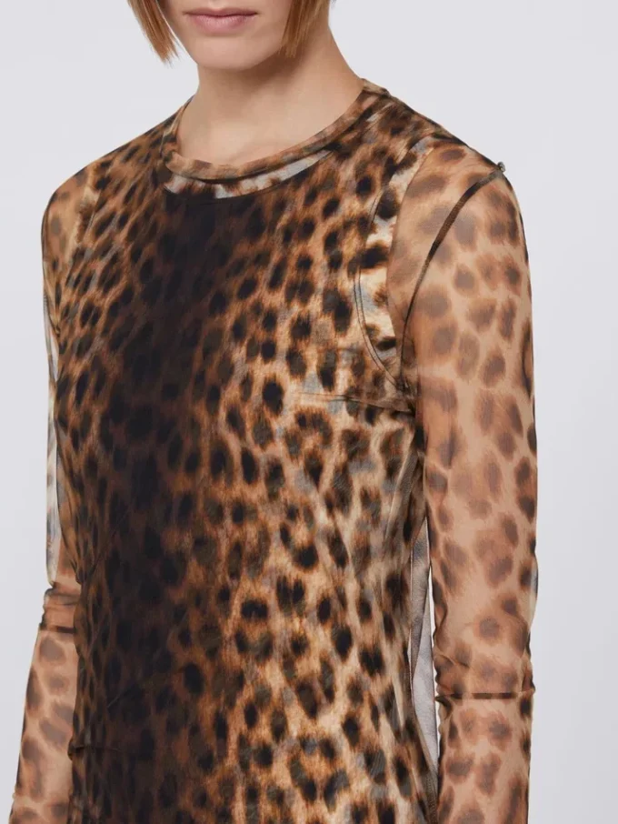 Vestido justo em jersey de tule, bege esbatido Vestido justo em jersey de tule, bege esbatido