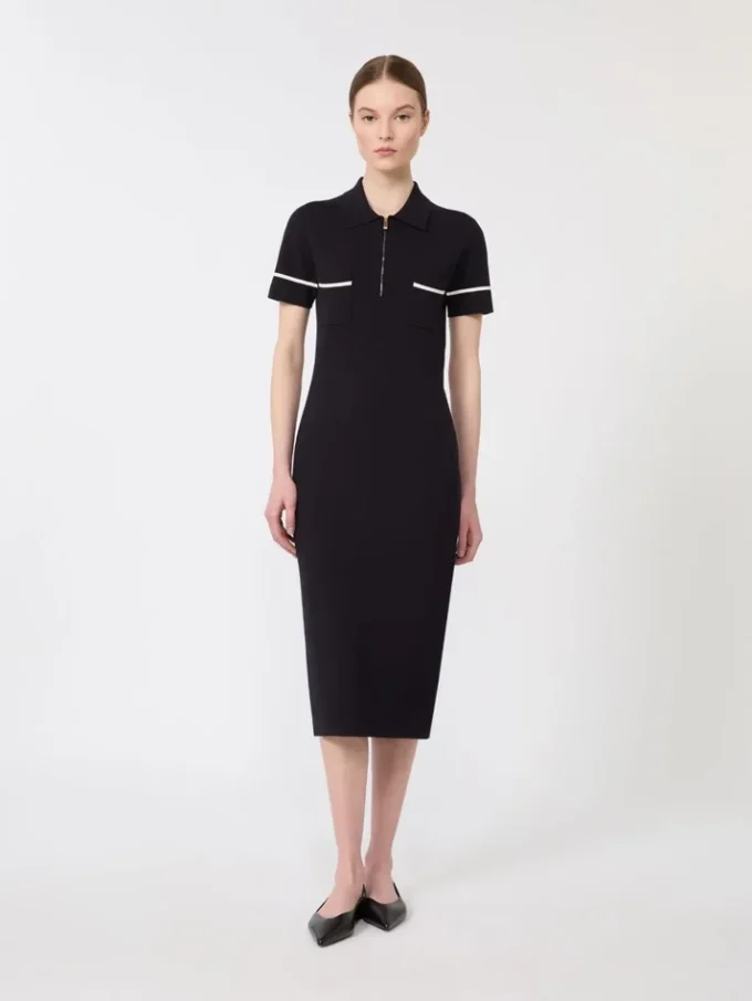 Vestido justo em viscose elástica, azul-marinho Vestido justo em viscose elástica, azul-marinho
