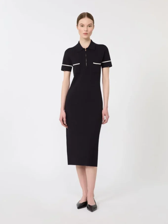 Vestido justo em viscose elástica, azul-marinho Vestido justo em viscose elástica, azul-marinho
