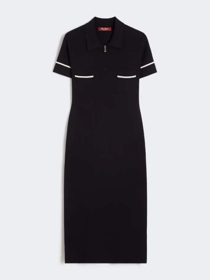 Vestido justo em viscose elástica, azul-marinho Vestido justo em viscose elástica, azul-marinho