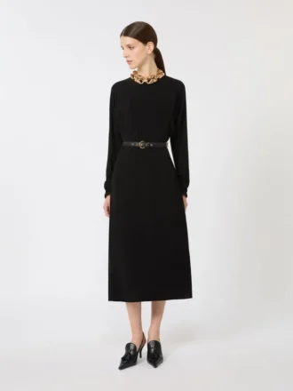 Vestido largo em cady, preto