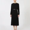 Vestido largo em cady, preto