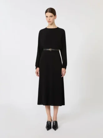 Vestido largo em cady, preto
