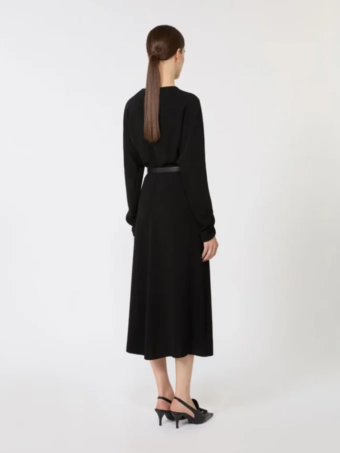 Vestido largo em cady, preto
