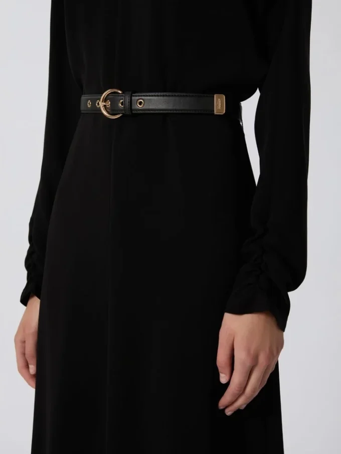 Vestido largo em cady, preto