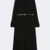 Vestido largo em cady, preto